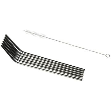 013893 Rietjes rvs gebogen 6 dlg + reinigingsborstel