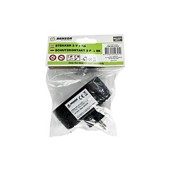 014253 Stekker duo verloop + RA (verticaal) zwart