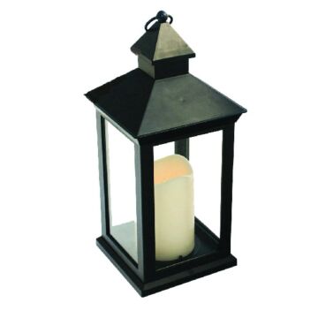 014259 Lantaarn met LED kaars 10.5 x 10.5 x 24 cm mix