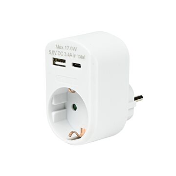 014477 Stopcontact RA met USB-A en USB-C oplader wit