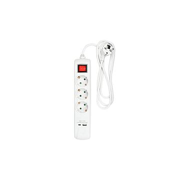 014479 Stekkerdoos 3-voudig RA + schakelaar + USB-A + USB-C + 1.5 mtr wit