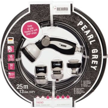 014749 Tuinslangset 25 mtr compleet grijs Rehau