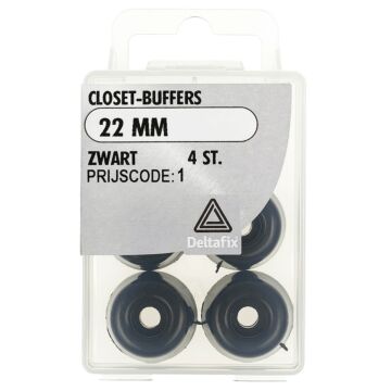 015048 Deltafix Closetbuffer zwart 22 mm 4 st