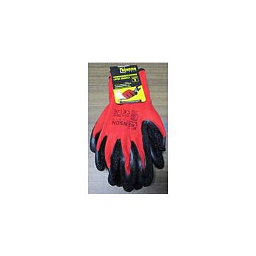 015065 Werkhandschoenen latex crinkle rood zwart maat 9