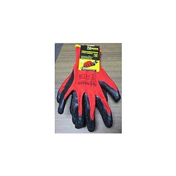 015066 Werkhandschoenen latex crinkle rood zwart maat 10