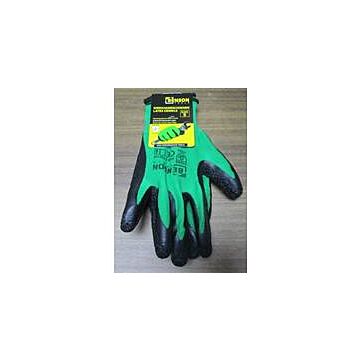 015068 Werkhandschoenen latex crinkle groen zwart maat 9