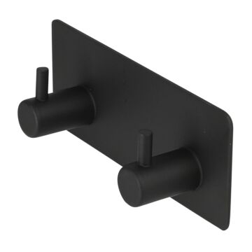 015406 Haak dubbel metaal zelfklevend zwart