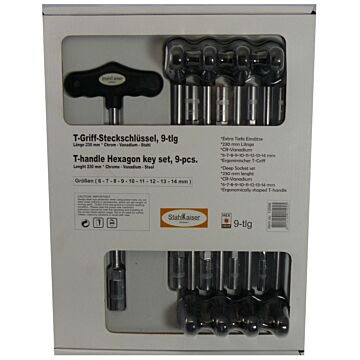 StahlKaiser T-Grip Doppenset 9 delig 230 mm.