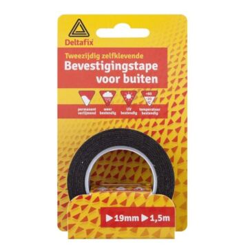 BEVESTIGINGSTAPE EXTRA STERK, DUBBELZIJDIGE TAPE ZWART 1.5M.