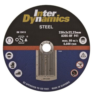InterDynamics InterDynamics doorslijpschijf 125x3mm, 22.23mm metaal