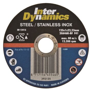 InterDynamics InterDynamics doorslijpschijf 125x1mm, 22.23mm Inox