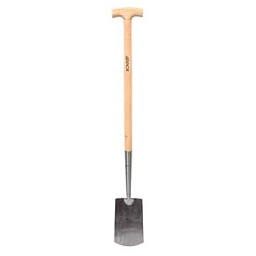 4tecx Gesmede spade 330 x 140 mm met hals blank geslepen met essen steel