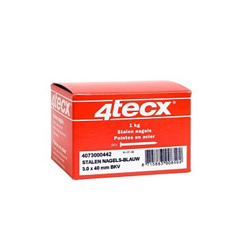 4tecx Stalen nagels bol verzonken kop blauw 3,0 x 40mm 1kg