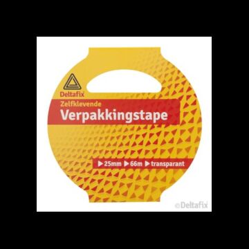 VERPAKKINGSTAPE MET LABEL TRANSP 66 M 25 MM