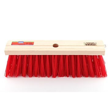 VERO OUTDOOR Bezem 41 cm hout kunstvezel rood