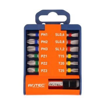 Rotec Bit- & bithouder-set OPTI-LINE, bits PH-PZ-SL-TX 13-dlg.