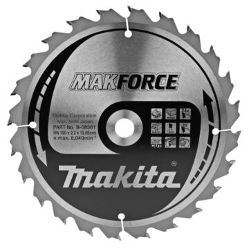Makita B-08361 Zaagb hout 190x15,88x2,2 24T 20g