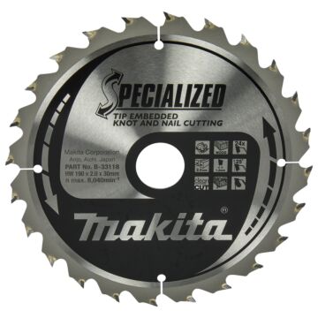 makita B-33118 Cirkelzaagblad Hout (noest/spijker)