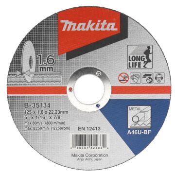 Makita B-35134 Doorslijpschijf 125x22,23x1,6mm staal
