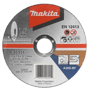 Makita B-46931 Doorslijpschijf 125x22,23x1,6mm RVS