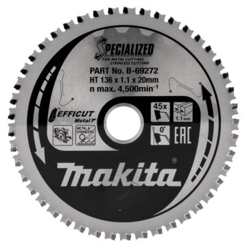Makita B-69272 Cirkelzaagblad RVS