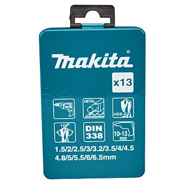 Makita D-54019 Metaalborenset 13-delig 1,5-6,5mm