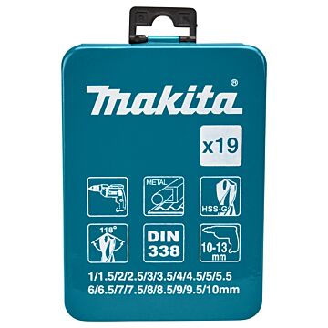 Makita D-54025 Metaalborenset 19-delig 1-10mm