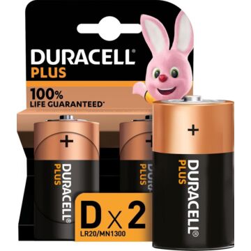Duracell Alkaline Plus 100 D 2st.
