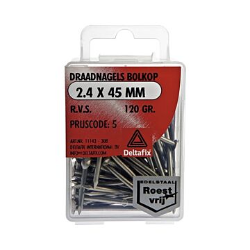 DRAADNAGELS BOLKOP MESSING 0.9X10 20 GR
