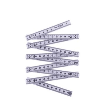 Duimstok DIY kunststof 1m. 10-delig wit