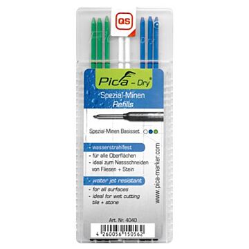 Pica Marker Pica Dry stiftenset waterstraalvast (3 groen, 2 wit, 3 blauw), , afname per 10 sets