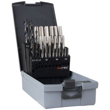 Rotec 28 dlg. set handtappen + boren / M3-M12, in ABS cassette