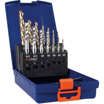 Rotec 7+7 dlg. set machinetappen '330' en spiraalboren '110' / M3-M12