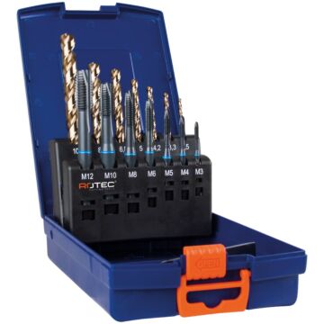 Rotec 7+7 dlg. set machinetappen '331' en spiraalboren '110' / M3-M12