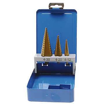 HSS Stappenboorset 3-delig Tin gecoat