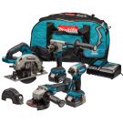 Makita DLX4156TX1 18 V Combiset voor allround tot zwaar boor-, (slag)schroef-, slijp- en cirkelzaagwerk