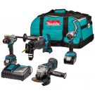 Makita DLX4157TX1 18 V Combiset voor allround tot zwaar boor-, (slag)schroef-, slijp- en reciprozaagwerk