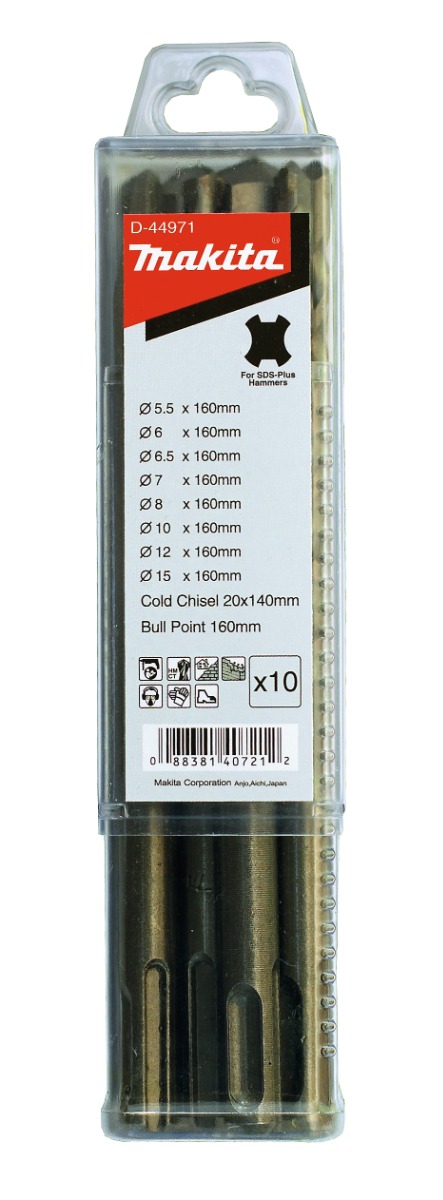 Makita D-44971 Boor-/beitelset 10-delig | Mtools