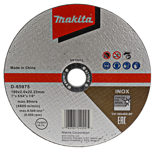 Makita D-65975 Doorslijpschijf 180x22,23x2,0mm RVS | Mtools