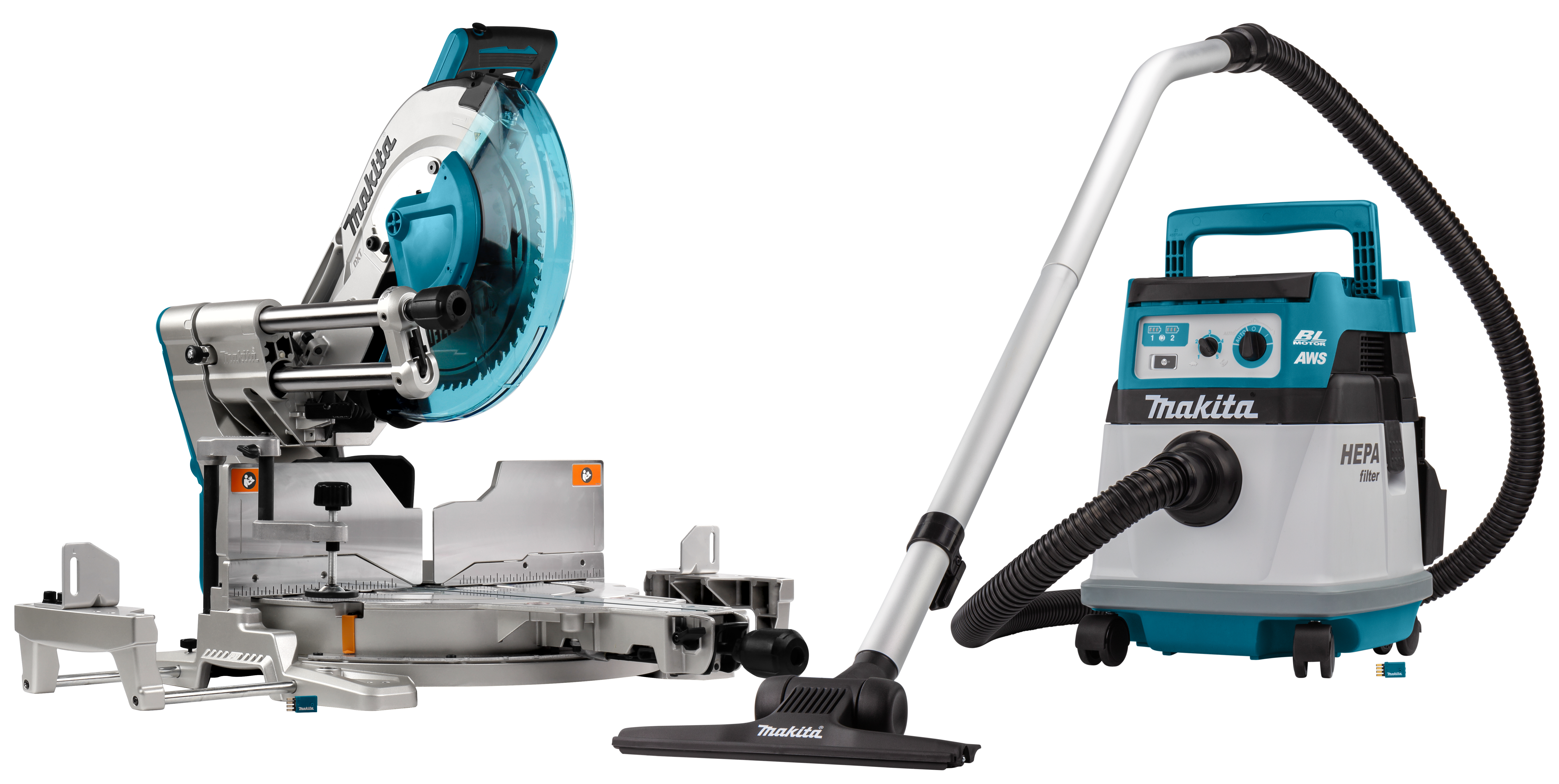 Makita DLX2380UX1 2x18 V AWS Combiset voor afkorten (305mm) en stofzuigen | Mtools