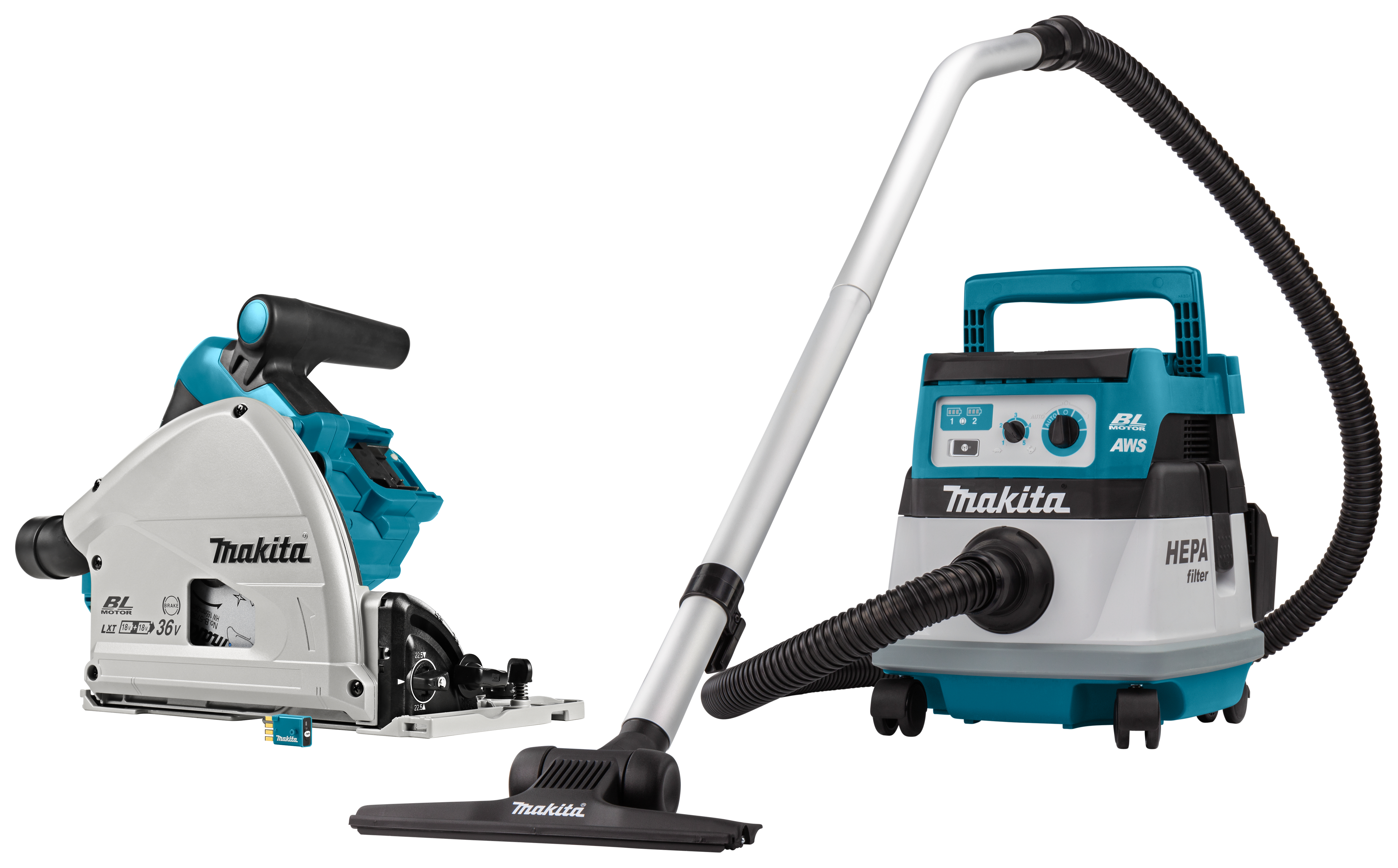 Makita DLX2384UX1 2x18 V AWS Combiset voor (inval)zagen en stofzuigen | Mtools