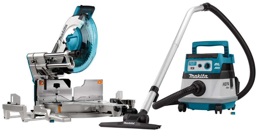 Makita DLX2387UX1 2x18 V AWS Combiset voor afkorten (305mm) en stofzuigen | Mtools