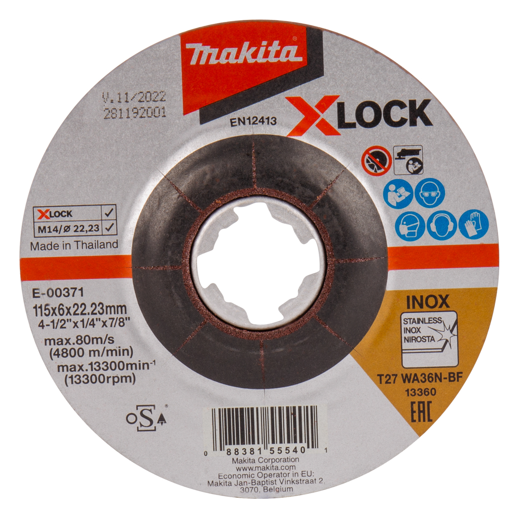 Makita E-00371 Afbraamschijf X-LOCK 115x22,23x6,0mm RVS | Mtools