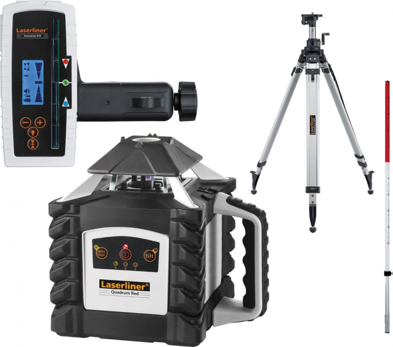Laserliner Quadrum 410 S Set met spindelstatief 260 cm en fleximeetlat | Mtools