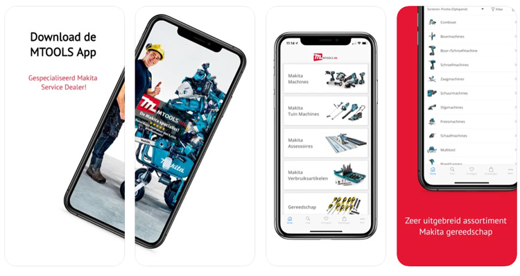 Mtools app, makkelijk gereedschap bestellen.
