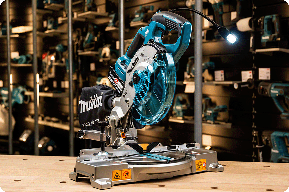 De DLS600Z 18V afkortzaag van Makita